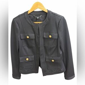 White House Black Market Blazer Jacket Ponte Gold Buttons Size 8